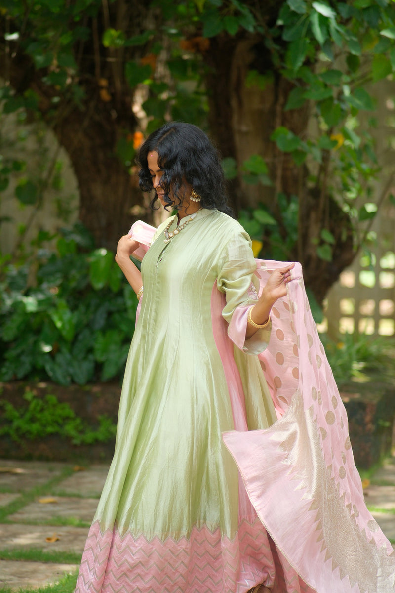 Tarang Kurta Set chanderi silk kurta/kurta set by Myoho in sky for women Worldwide