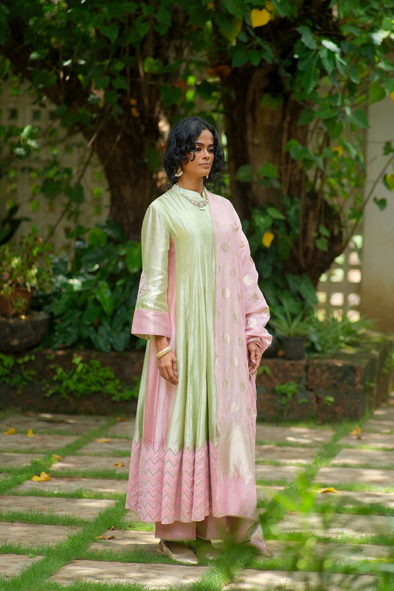 Tarang Kurta Set chanderi silk kurta/kurta set by Myoho in sky for women Worldwide
