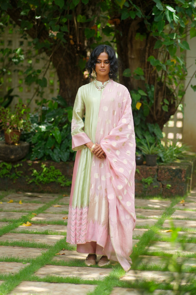 Tarang Kurta Set chanderi silk kurta/kurta set by Myoho in sky for women Worldwide