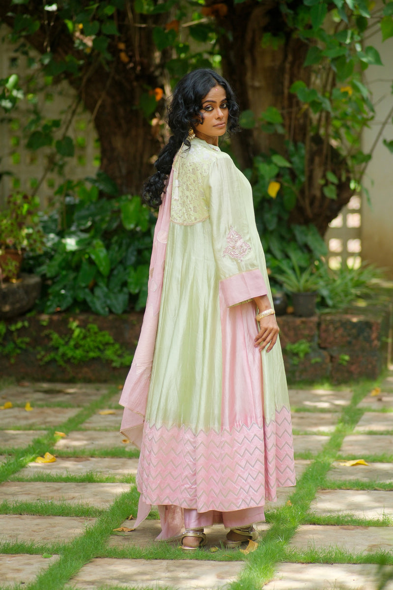 Tarang Kurta Set chanderi silk kurta/kurta set by Myoho in sky for women Worldwide