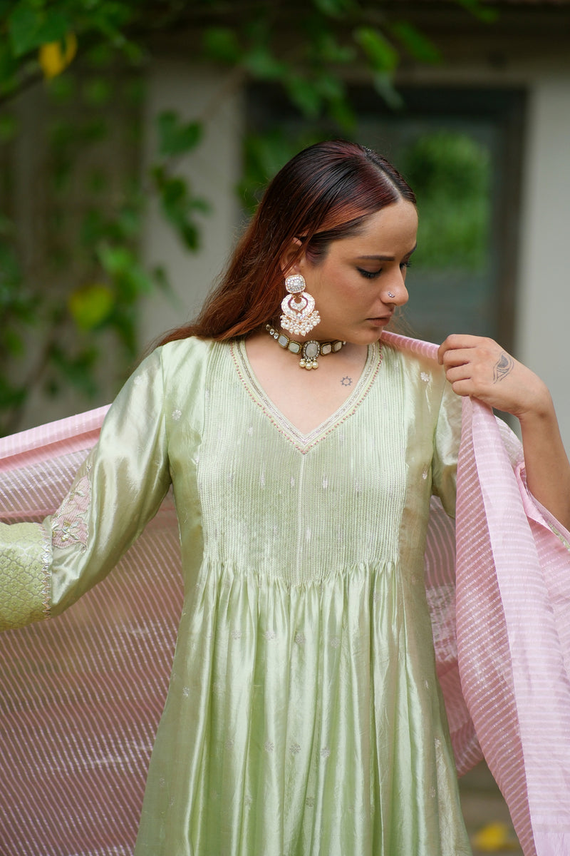 Gulmohar Kurta Set benarasi border, chanderi silk kurta/kurta set by Myoho in sky for women Worldwide