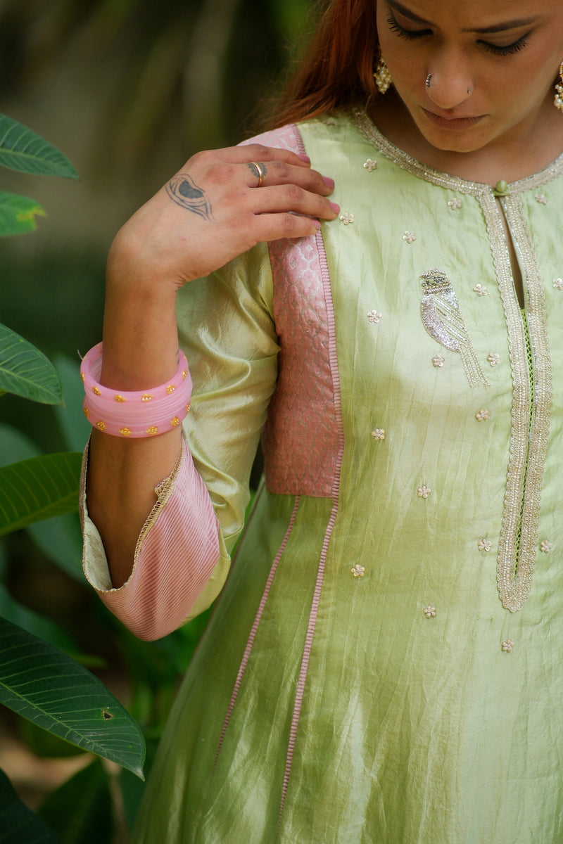 Vira Kurta Set dupion, chanderi silk kurta/kurta set by Myoho in sky for women Worldwide