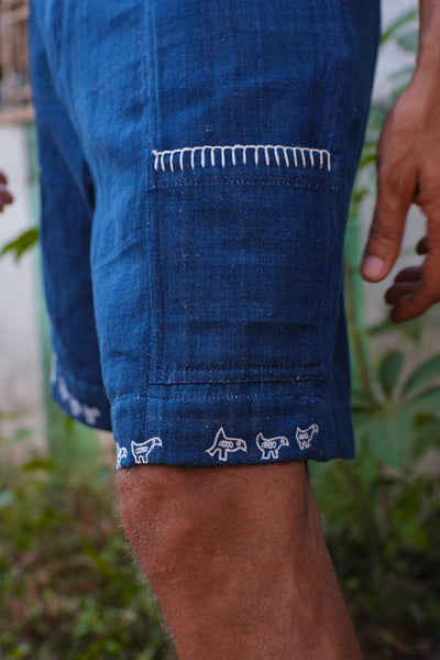 Neza Handloom Denim Shorts