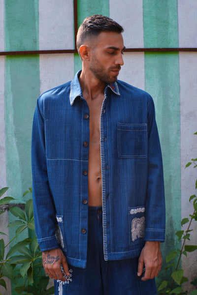 Neza Handloom Denim Shacket