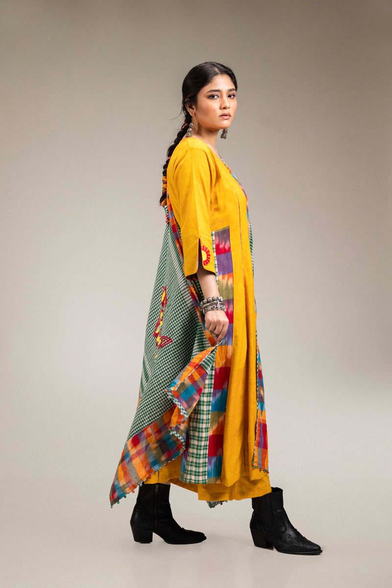 Suryoday Set (3 Piece - Kurta, Palazzo & Dupatta) cotton,gamcha co-ord set by 145 East in yellow, green for women Worldwide