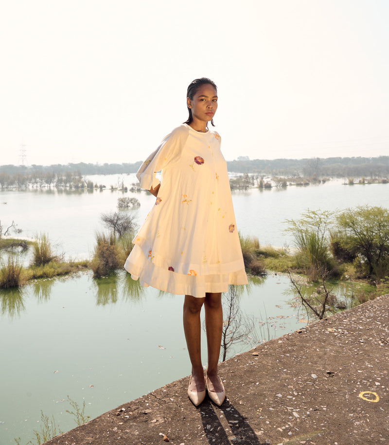 Starling dress cotton by Khara Kapas in white for women Worldwide