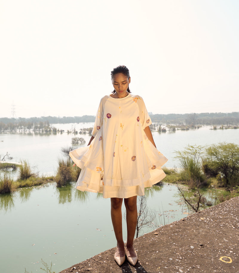 Starling dress cotton by Khara Kapas in white for women Worldwide