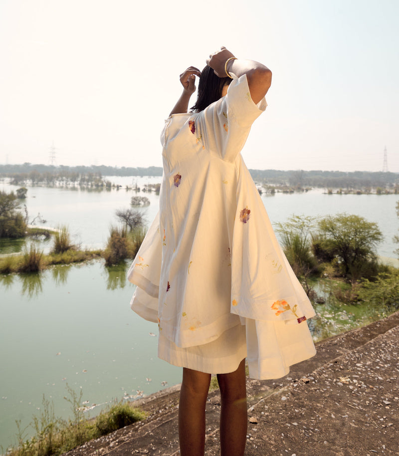 Starling dress cotton by Khara Kapas in white for women Worldwide