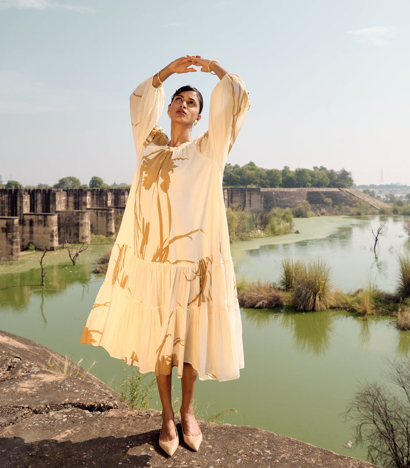 Canary dress cotton by Khara Kapas in white for women Worldwide