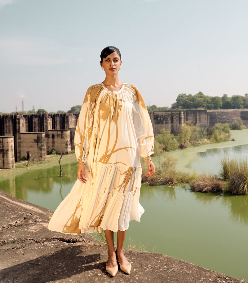 Canary dress cotton by Khara Kapas in white for women Worldwide
