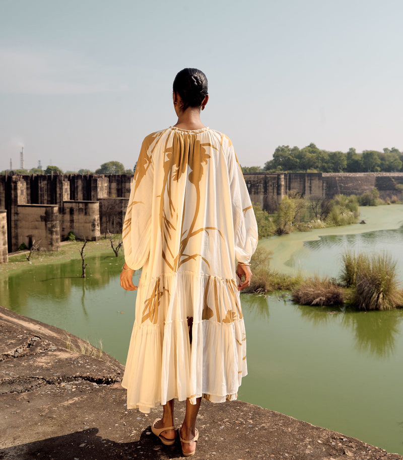 Canary dress cotton by Khara Kapas in white for women Worldwide