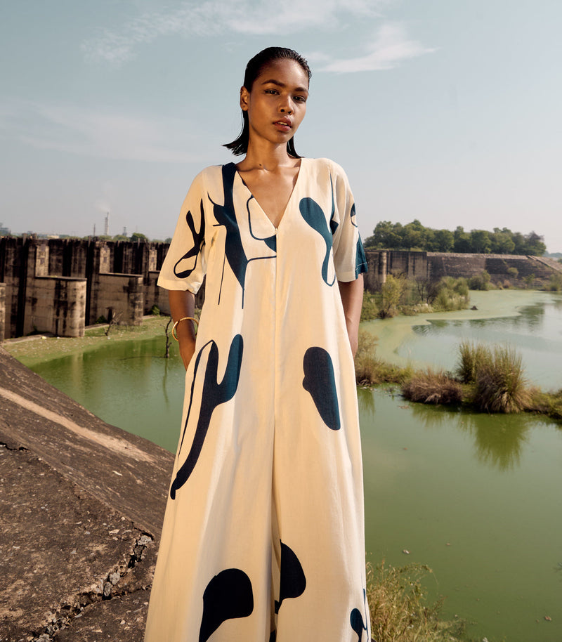 Bluebird jumpsuit cotton by Khara Kapas in white for women Worldwide