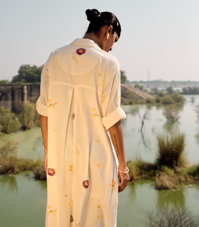 Dove shirt dress cotton by Khara Kapas in white for women Worldwide