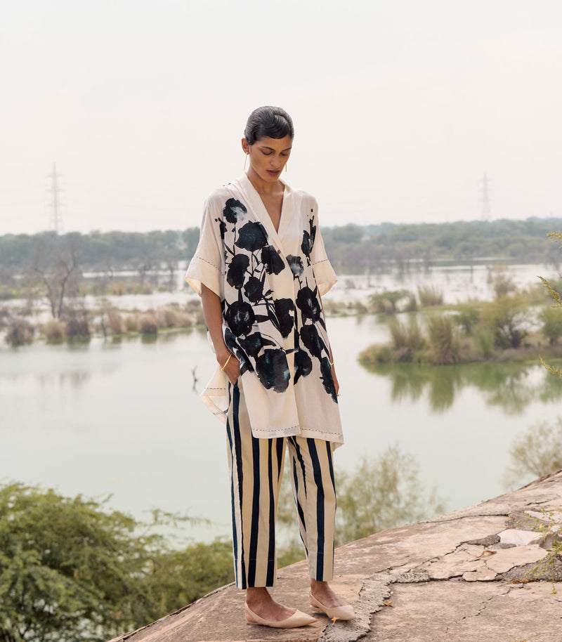 Hyacinth co-ord set cotton by Khara Kapas in blue for women Worldwide
