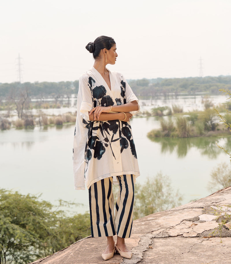 Hyacinth co-ord set cotton by Khara Kapas in blue for women Worldwide