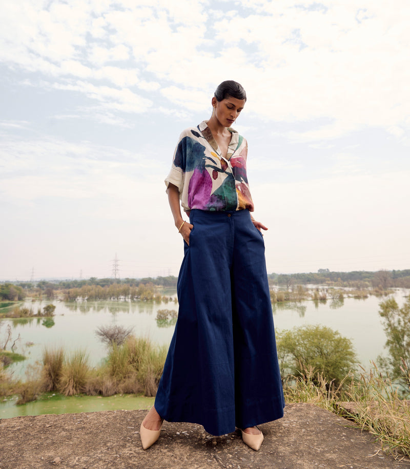 Blue jay top cotton by Khara Kapas in multi for women Worldwide
