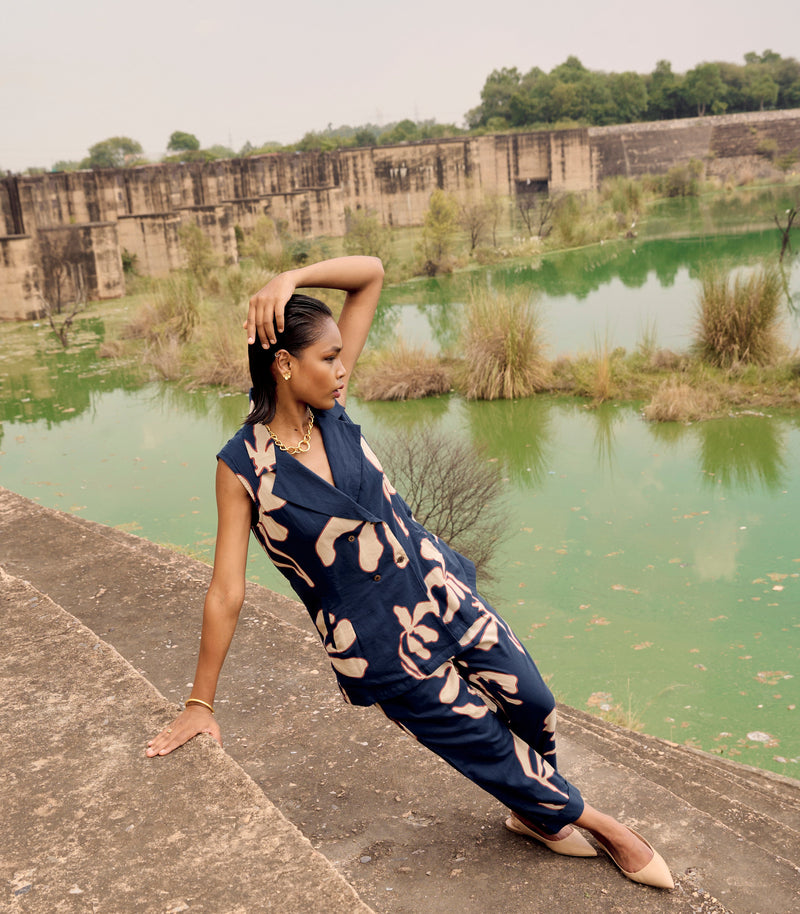 Elaenia co-ord set cotton by Khara Kapas in white for women Worldwide