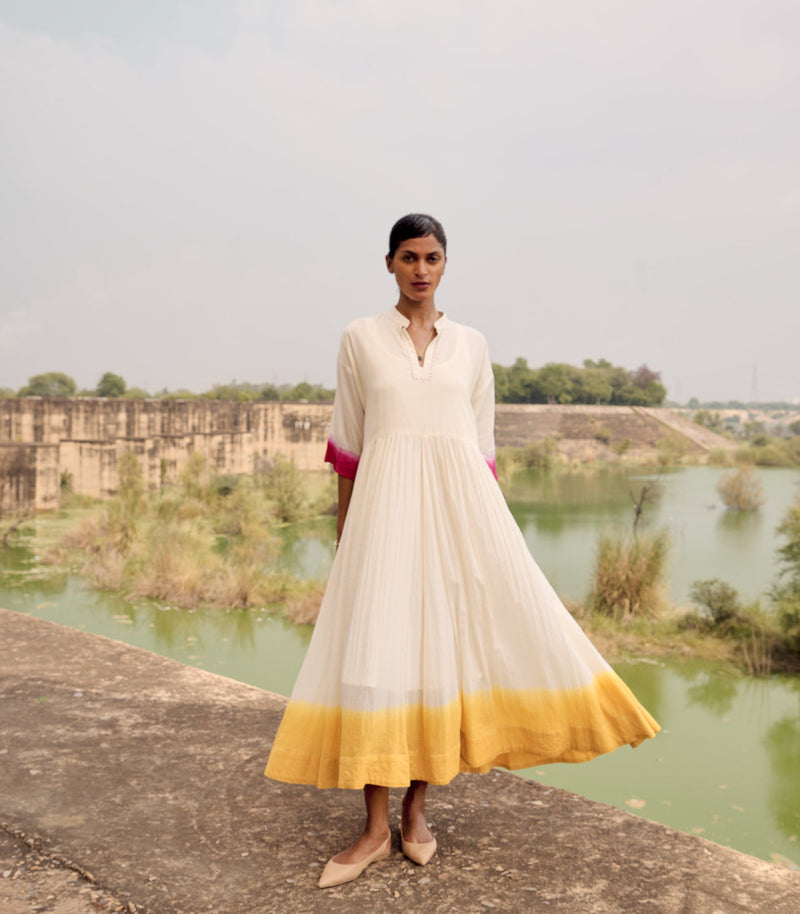 Sunbird maxi dress cotton by Khara Kapas in white for women Worldwide