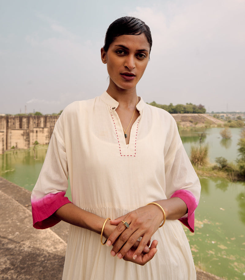 Sunbird maxi dress cotton by Khara Kapas in white for women Worldwide