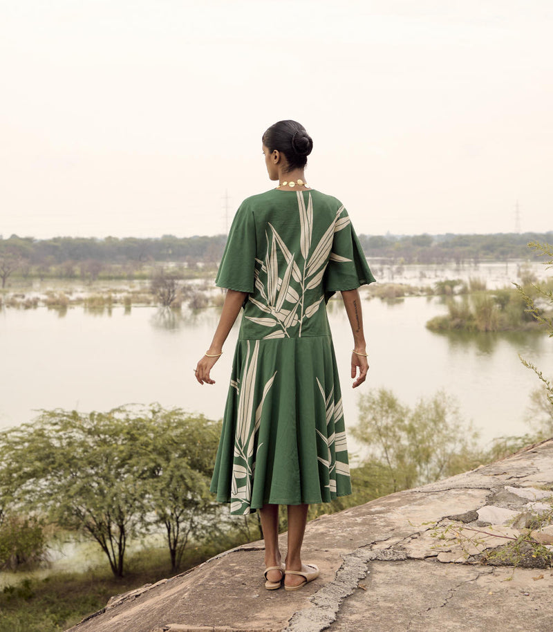 Thornbill dress cotton by Khara Kapas in green for women Worldwide