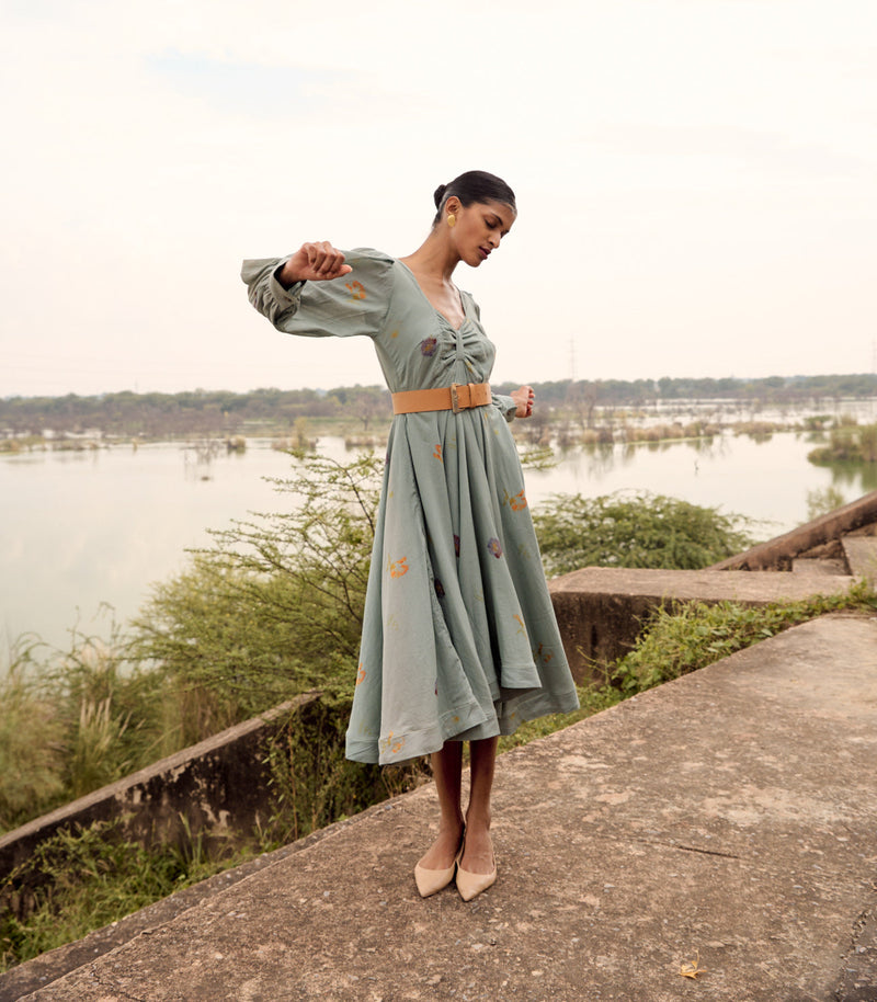 Pepla dress cotton by Khara Kapas in blue for women Worldwide