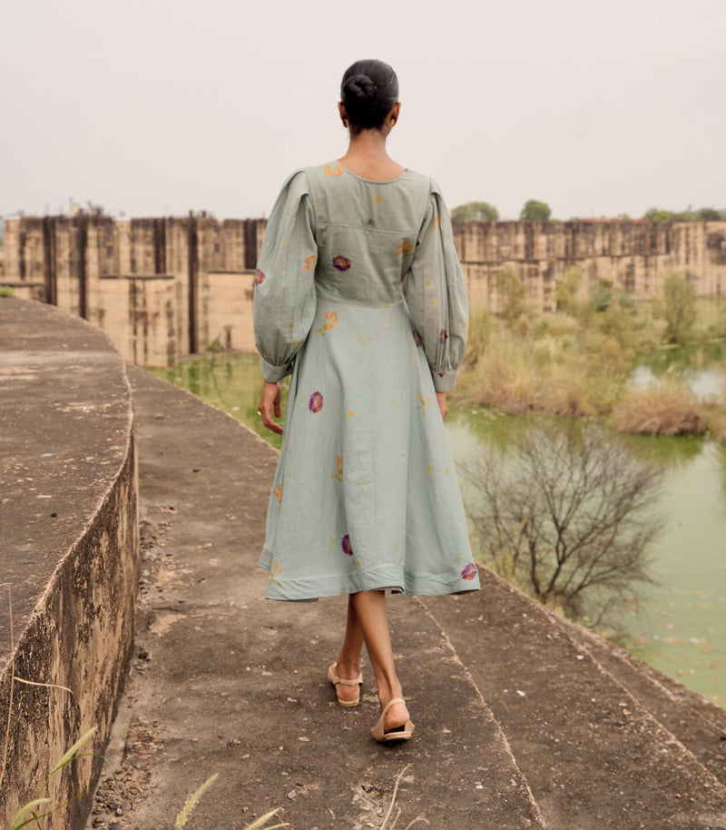 Pepla dress cotton by Khara Kapas in blue for women Worldwide