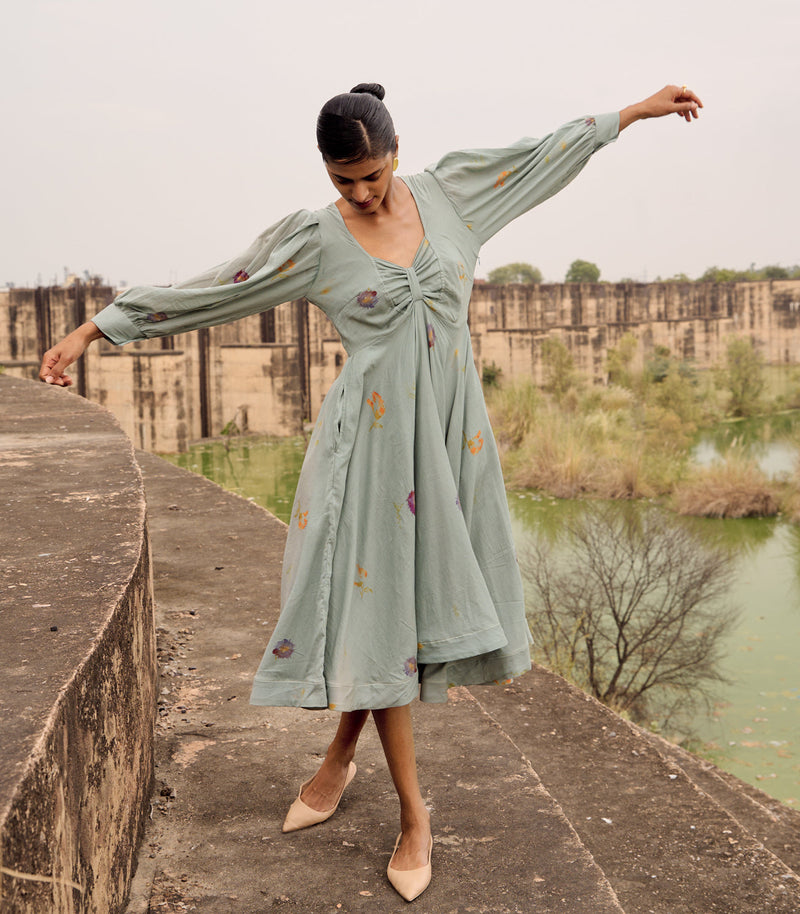 Pepla dress cotton by Khara Kapas in blue for women Worldwide