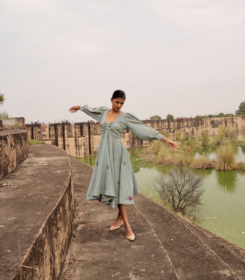 Pepla dress cotton by Khara Kapas in blue for women Worldwide