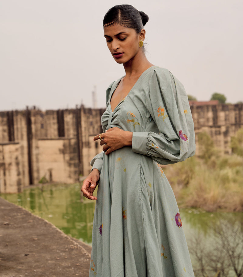 Pepla dress cotton by Khara Kapas in blue for women Worldwide