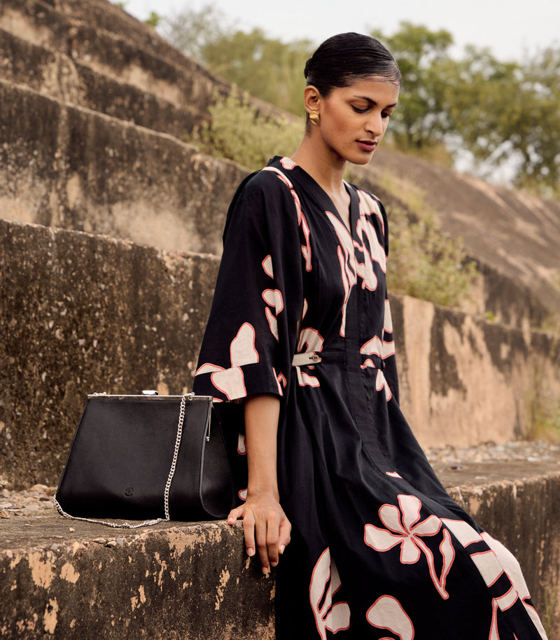 Quail dress cotton by Khara Kapas in black for women Worldwide