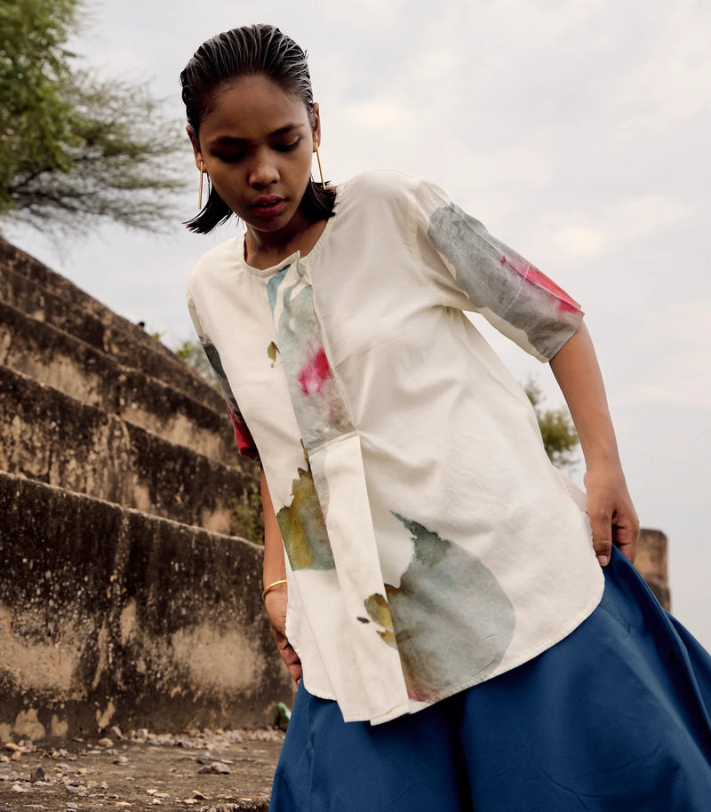 Silia top cotton by Khara Kapas in white for women Worldwide