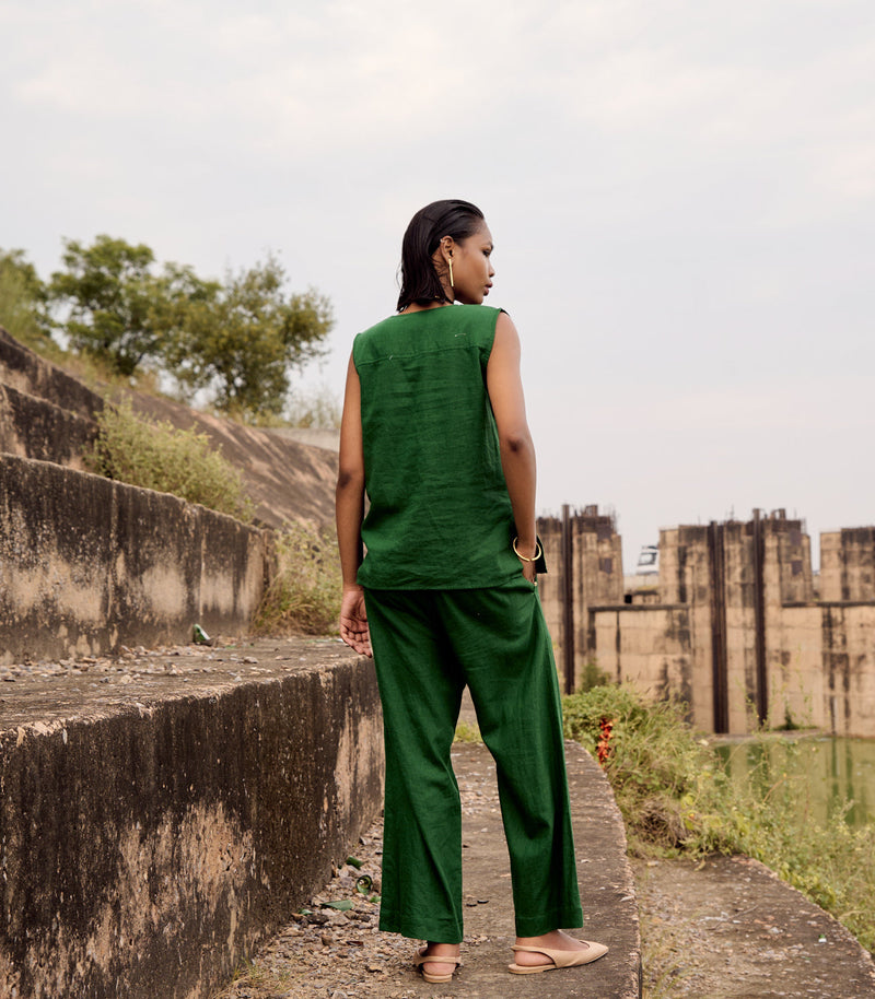 Pine co-ord set by Khara Kapas in green for women Worldwide