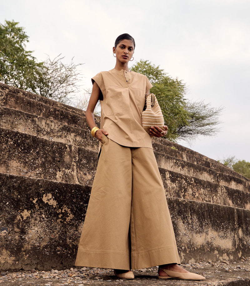 Wood rail co-ord set poplin by Khara Kapas for women Worldwide