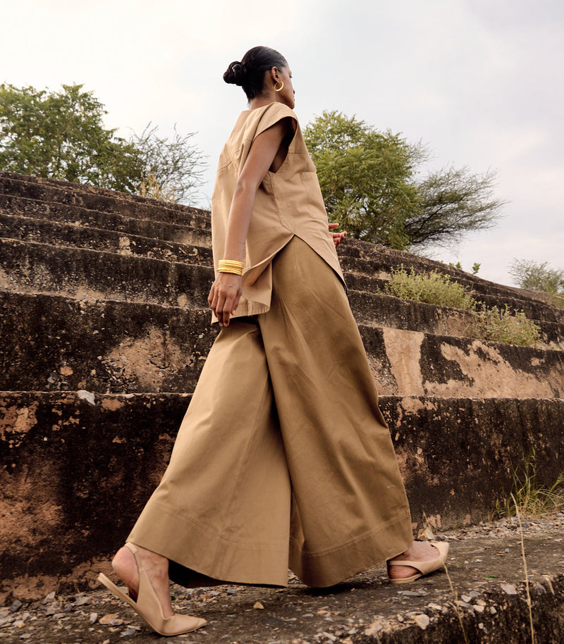 Wood rail co-ord set poplin by Khara Kapas for women Worldwide
