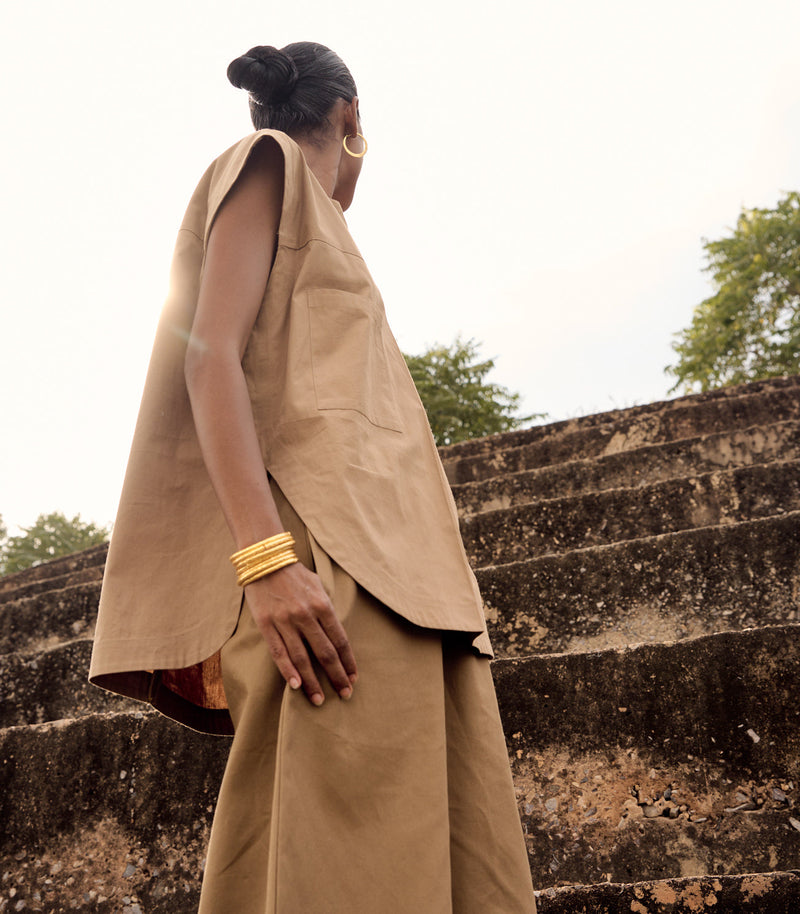 Wood rail co-ord set poplin by Khara Kapas for women Worldwide