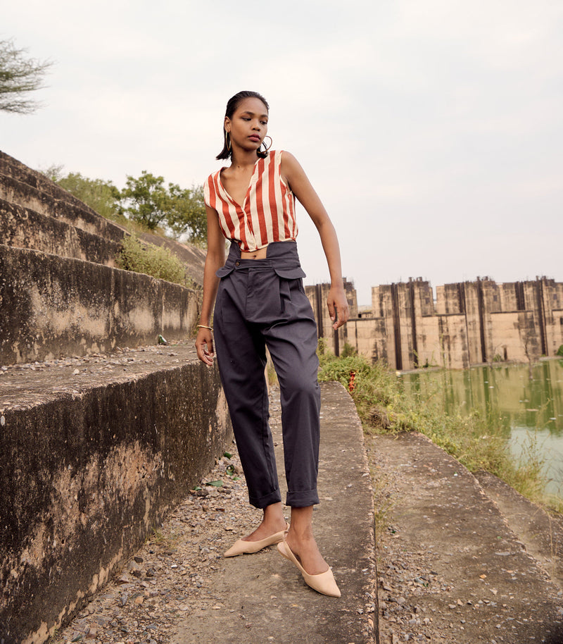Caroline crop top cotton by Khara Kapas in red for women Worldwide