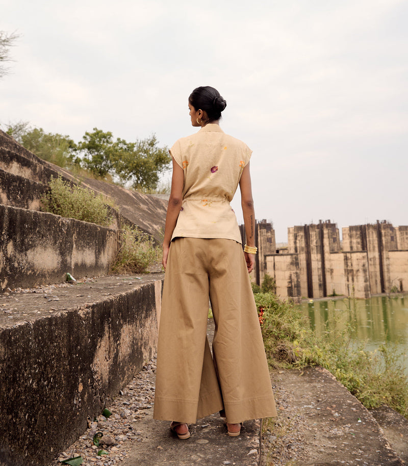Owlet top cotton by Khara Kapas in beige for women Worldwide