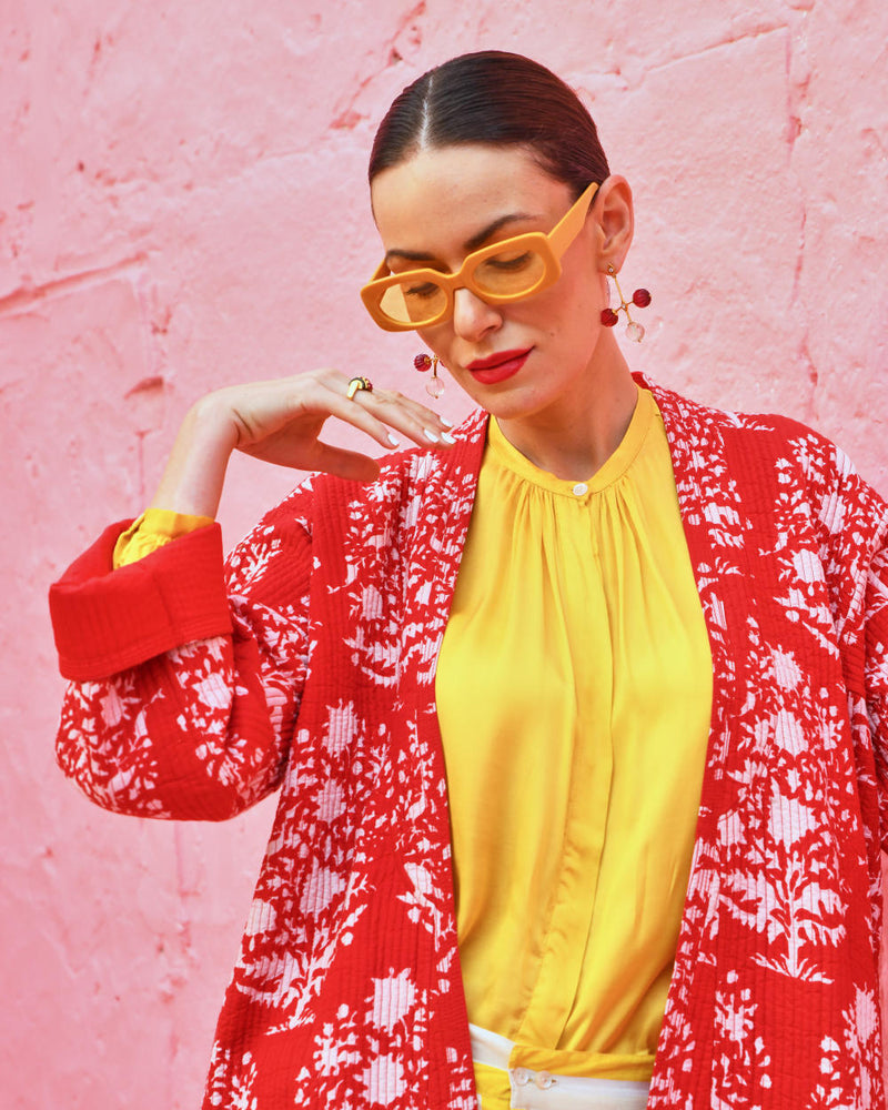 LAAL PARI Jackets & Overlays by TOKREE in red color for women Worldwide