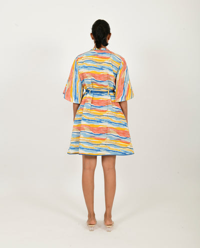 WAVE TIE UP DRESS ORGANIC COTTON