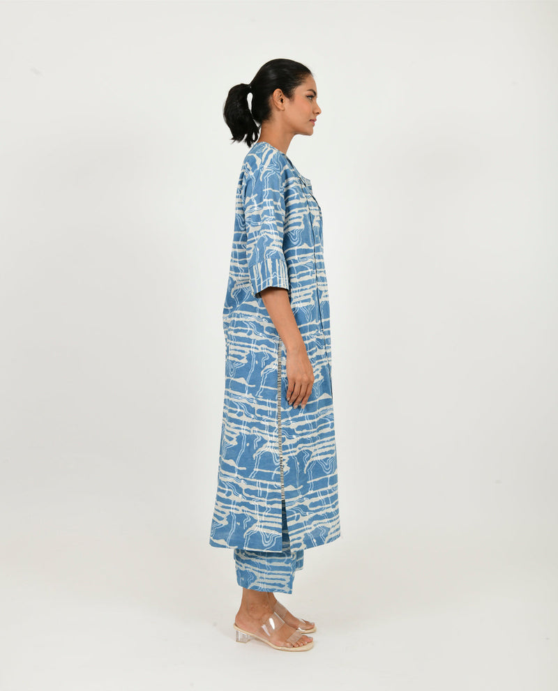 INDIGO SPLASH CO-RD SET cotton by Rias in blue color for women Worldwide