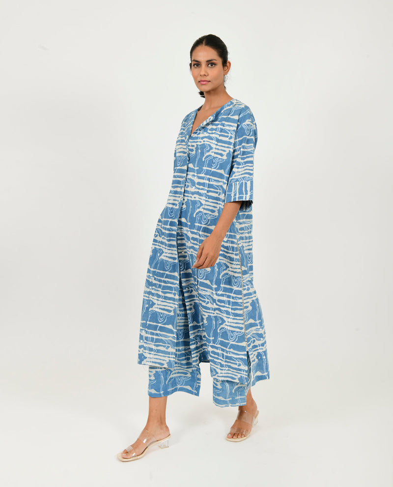 INDIGO SPLASH CO-RD SET cotton by Rias in blue color for women Worldwide