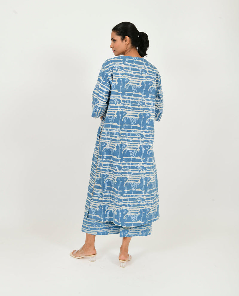 INDIGO SPLASH CO-RD SET cotton by Rias in blue color for women Worldwide