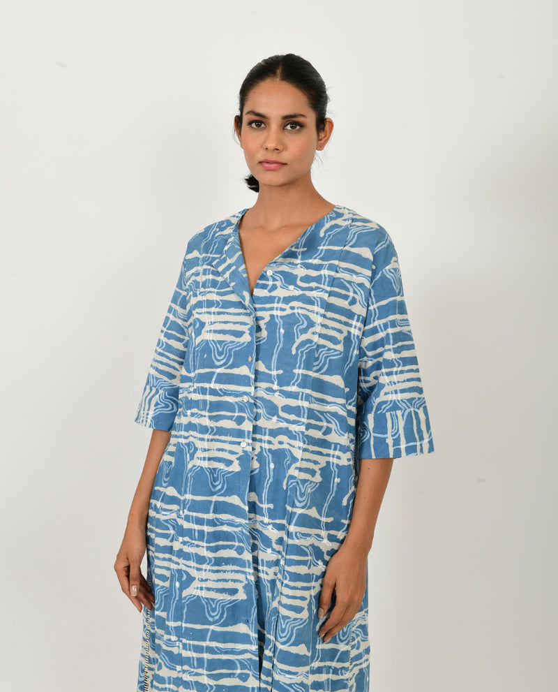INDIGO SPLASH CO-RD SET cotton by Rias in blue color for women Worldwide