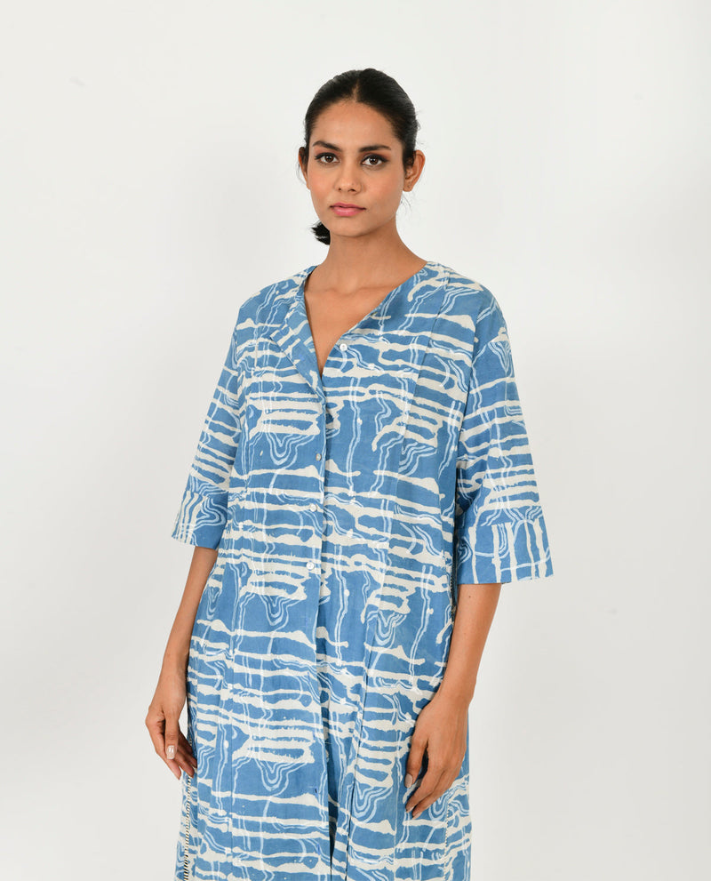 INDIGO SPLASH CO-RD SET cotton by Rias in blue color for women Worldwide