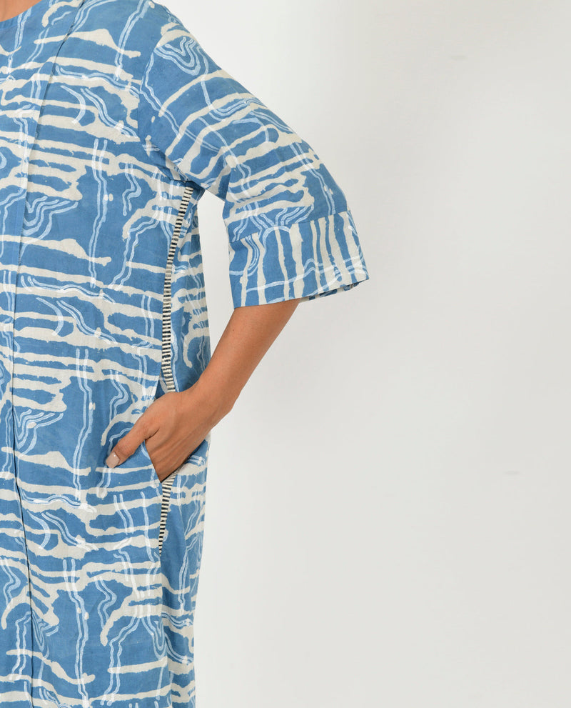 INDIGO SPLASH CO-RD SET cotton by Rias in blue color for women Worldwide