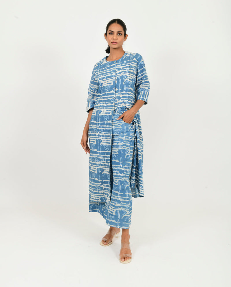 INDIGO SPLASH CO-RD SET cotton by Rias in blue color for women Worldwide