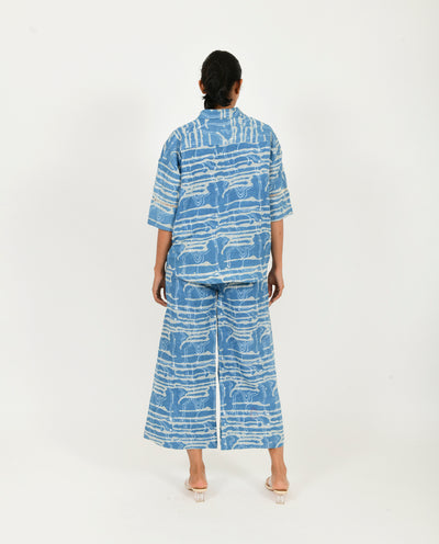 INDIGO SPLASH SHIRT LINEN CO-ORD SET