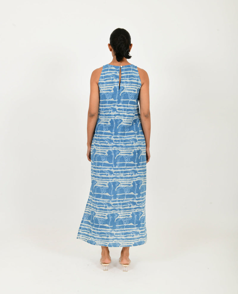 INDIGO SPLASH LINEN MAXI Dresses,Short and Midi Dresses by Rias in blue color for women Worldwide