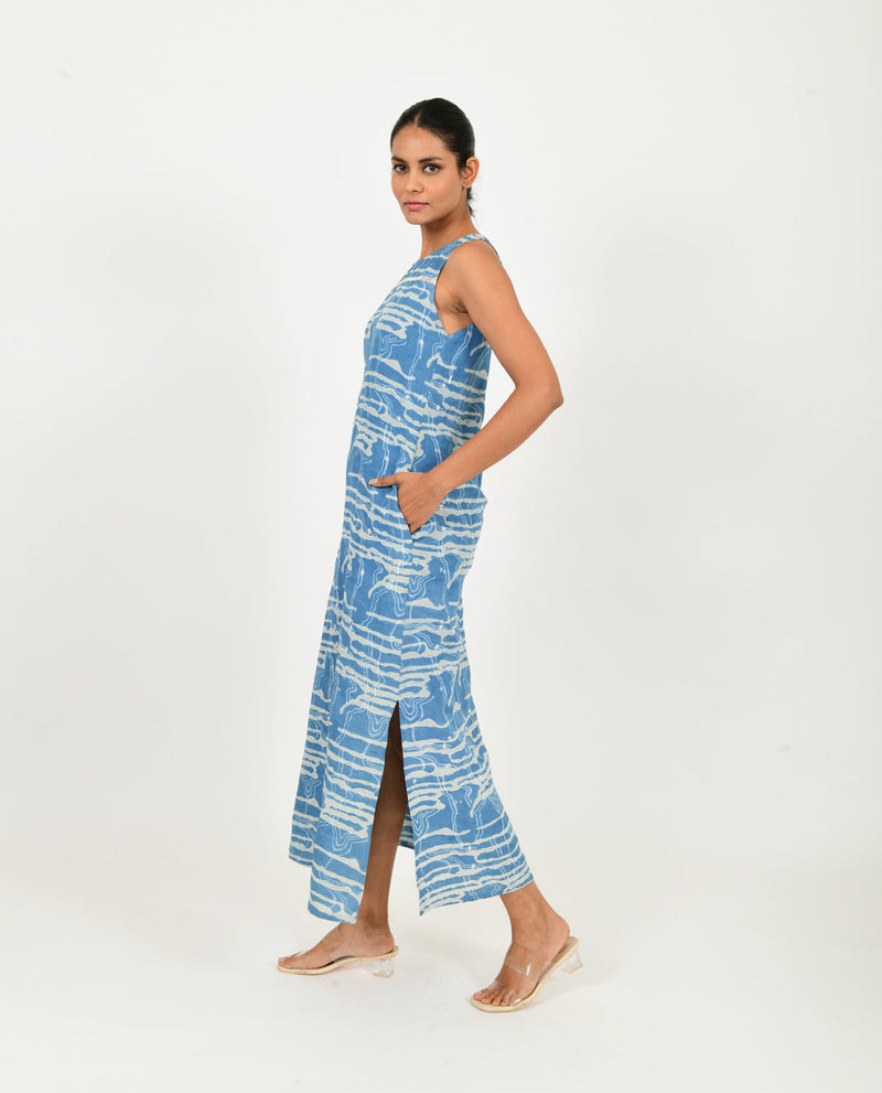INDIGO SPLASH LINEN MAXI Dresses,Short and Midi Dresses by Rias in blue color for women Worldwide