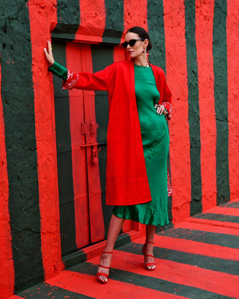 LAAL PARI Jackets & Overlays by TOKREE in red color for women Worldwide
